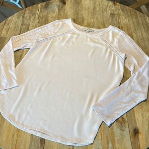 LOFT soft light pink long sleeve blouse, medium.